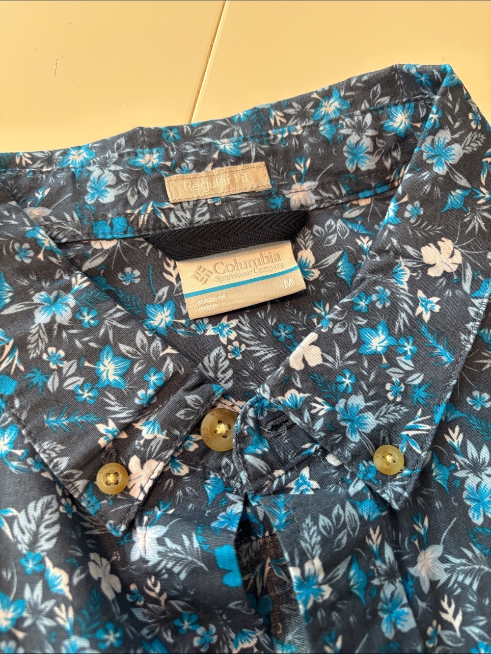 Columbia Men’s Navy Blue Floral Button-Down Shirt